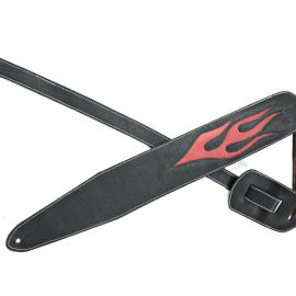Leather Guitar Strap With Flame